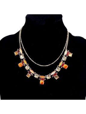 THE LIMITED Gold Layered Warm Gemstone Bib Necklace NWT​